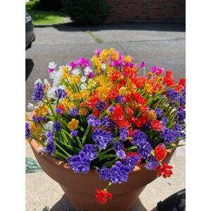 Artificial Flowers for Outdoor,10pcs Plastic Flowers Decoration, UV Resistant